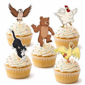 Little Bear Cupcake Topper Set | Birthday Cupcake Toppers | Little Bear Party Decorations | Woodland Animal Cupcake Picks Set of 15 image 2