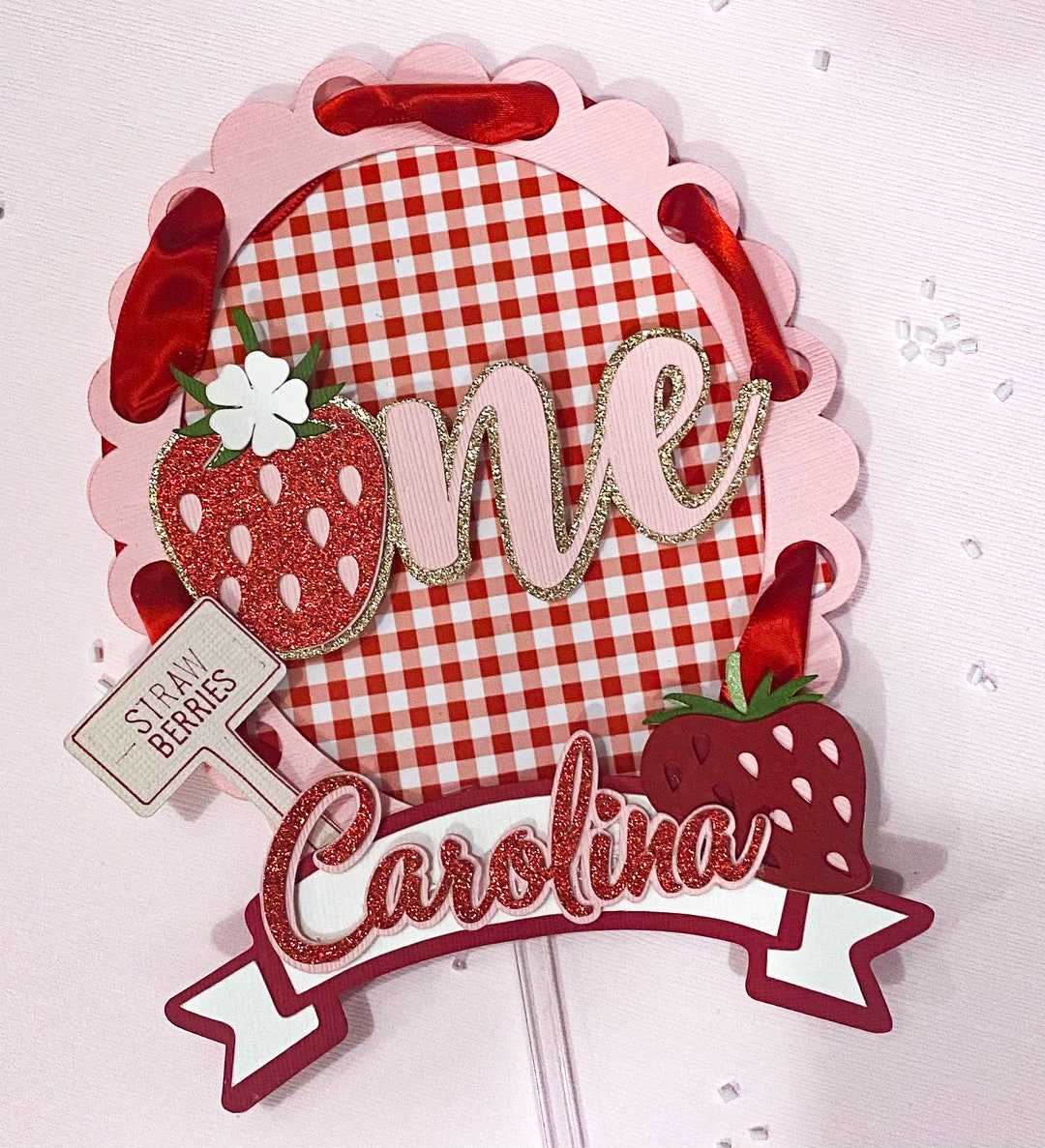 Strawberry First Birthday Cake Topper: Berry Sweet One - Etsy