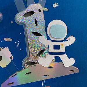 Astronaut First Birthday Cake Topper: Space Party Decoration