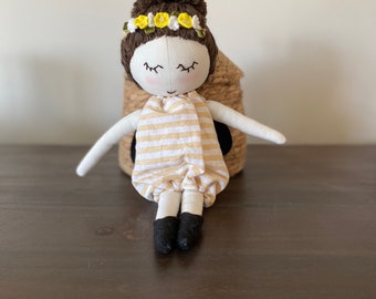 Bee Doll- Enchanting Handmade Doll - Unique Handcrafted Doll First Doll Fabric Doll Christmas First Doll