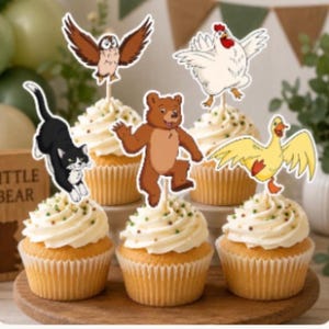 Little Bear Cupcake Topper Set | Birthday Cupcake Toppers | Little Bear Party Decorations | Woodland Animal Cupcake Picks Set of 15 image 5