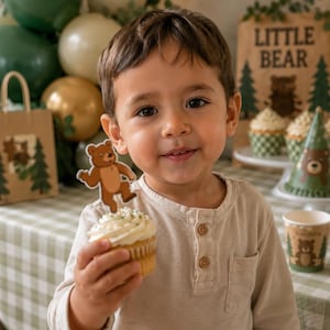 Little Bear Cupcake Topper Set | Birthday Cupcake Toppers | Little Bear Party Decorations | Woodland Animal Cupcake Picks Set of 15 image 8