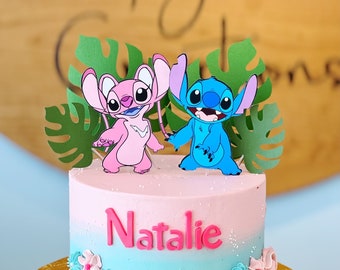 Stitch and Angel Cake Topper Cutouts: Themed Celebration Decor