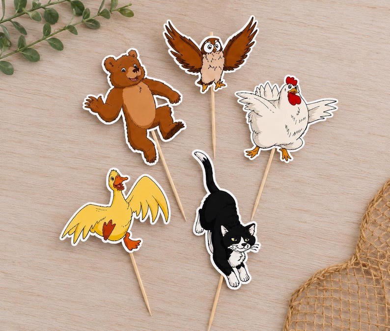 Little Bear Cupcake Topper Set | Birthday Cupcake Toppers | Little Bear Party Decorations | Woodland Animal Cupcake Picks Set of 15 image 6