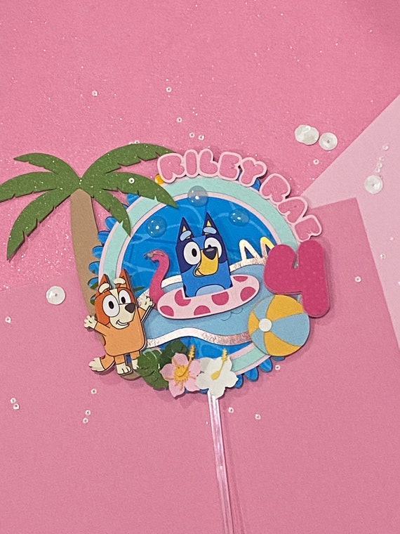 Personalized Bluey Cake Topper: Pool Party Theme