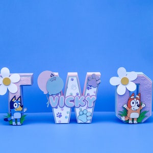 Bluey Birthday 3D Letters: Handmade Cardstock Party Decorations