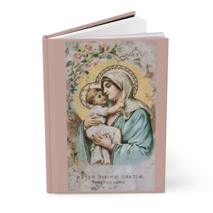 Moeder van Goddelijke Genade Hardcover Journal Matte, Latijnse Mater Divinae Gratiae, Ora Pro Nobis, Vintage Holy Card Image, Marian Devotion