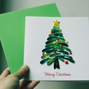 Árbol de Navidad - Tarjeta de filigrana / Tarjeta hecha a mano / Tarjeta de Navidad / Tarjeta de felicitación de filigrana / Tarjeta de felicitación hecha a mano / Tarjeta de felicitación