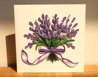 Lavender Card Craft / Twisted Paper Cards - Made From High-Quality Paper / Hand Crafted Card / Gift For Her
