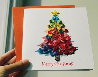 Handmade Christmas Tree Quilling Card: Holiday Greeting