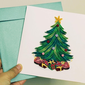 Arbre de Noël - Carte quilling / Carte faite main / Carte de Noël / Carte de voeux Quilling / Carte de voeux faite main / Carte de voeux