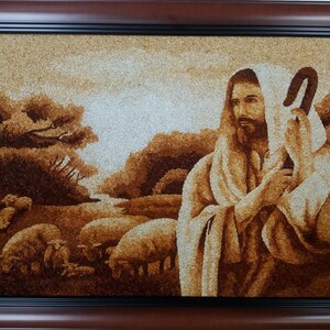 Jezus/ Jezus kunst aan de muur/ Jezus schilderij / Jezus rijst schilderij / Jezus kunst / Aangepast schilderij van foto / Katholiek cadeau / Katholieke kunst schilderij