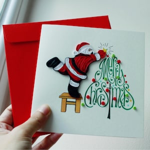 Kerstman - Quilling-kaart / Handgemaakte kaart/ Kerstkaart / Quilling-wenskaart / Handgemaakte wenskaart / Wenskaart