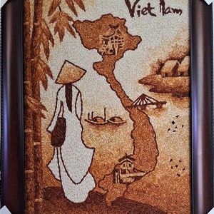 Souvenir Vietnam, Vietnam map, Vietnam gift, Ao dai, Ao dai dress, Desktop painting, Wall painting, Gift for coworker, Gift for friend, Art