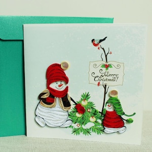 Snowman Christmas - Quilling Card / Handmade card/ Christmas Card / Quilling Greeting Card / Handmade Greeting Card / Greeting Card
