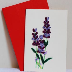 Cartão Artesanal de Lavanda / Cartões de Papel Torcido - Feitos de Papel de Alta Qualidade / Cartões Feitos à Mão / Cartão para o Dia da Mulher / Cartão para a Mãe
