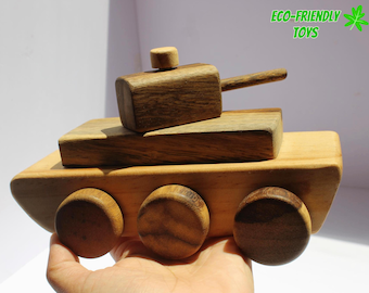 Handmade Wooden Tank Toy: Montessori Kids Gift