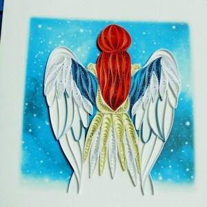 Ángel - Tarjeta de quilling / Tarjeta hecha a mano / Tarjeta navideña / Tarjeta de felicitación de quilling / Tarjeta de felicitación hecha a mano / Tarjeta de felicitación