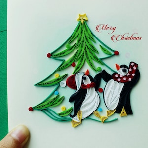 Pinguin - Quilling Karte / Handgemachte Karte/ Weihnachtskarte / Quilling Grußkarte / Handgemachte Grußkarte / Grußkarte