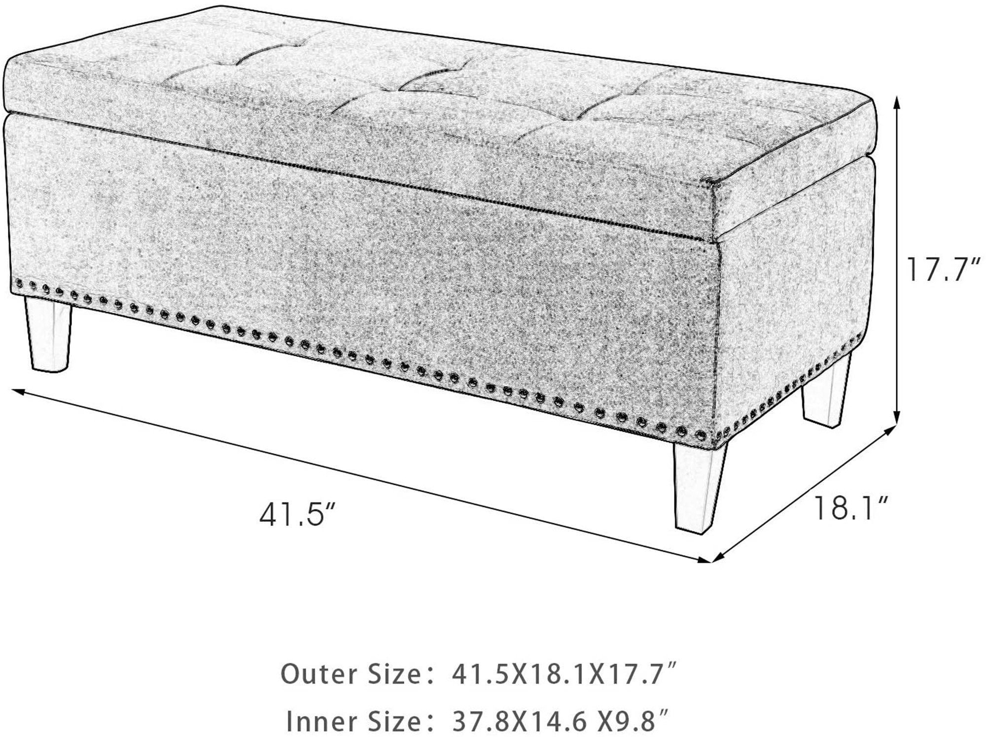 Almacenamiento banco otomano microfibra rectangular botón | Etsy
