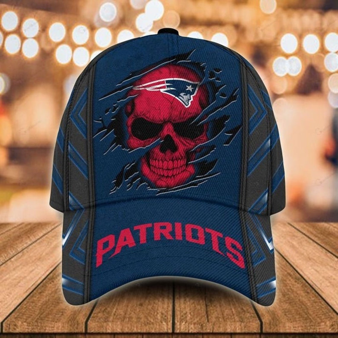 New England Patriots Skull NFL Caps Fit Sport Caps