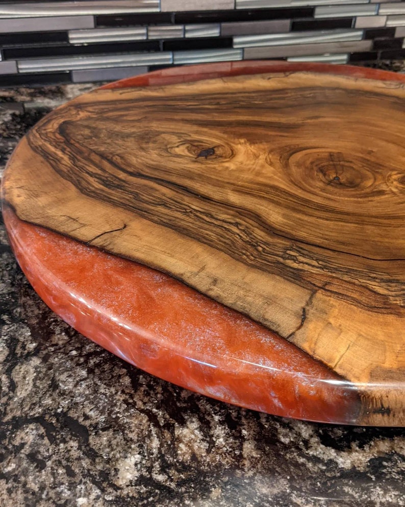 English Walnut Lazy Susan Epoxy Resin Color Shift Heavy Etsy