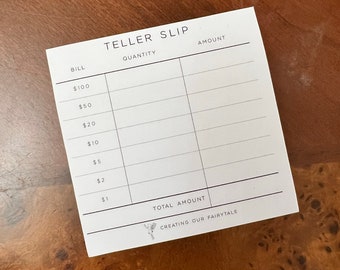 Teller Slip Sticky Notes | Laminated Frosted Vellum | Pocket Cash Envelopes | Minimalist | Aesthetic