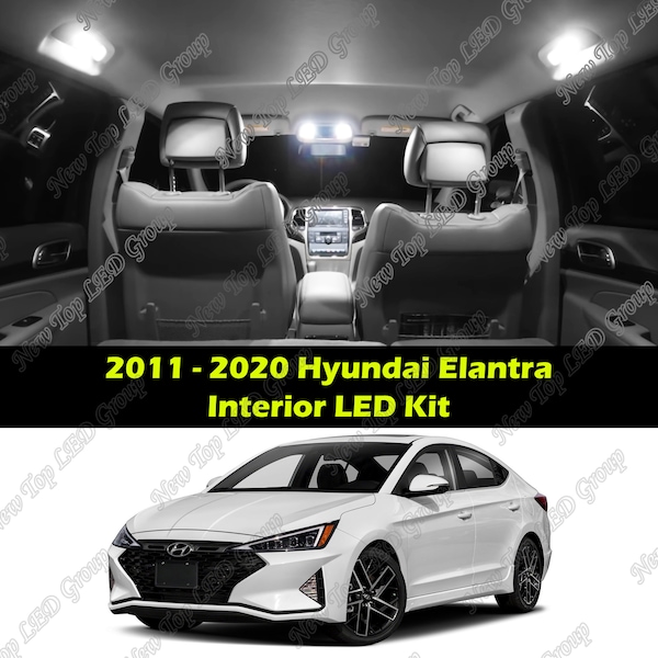 White Interior LED Lights Kit Package Compatible for 2011 - 2020 Hyundai Elantra