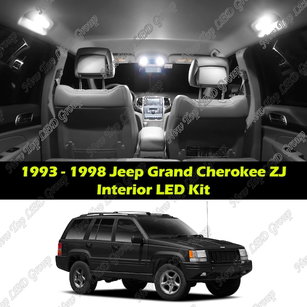 14pcs Super Bright White Interior LED Lights Kit Package Compatible for 1993 - 1998 Jeep Grand Cherokee ZJ