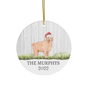 Christmas Ornament Personalized Family Name Golden Retriever Lab Ornament Ceramic Housewarming Gift