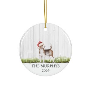 Custom Christmas Ornament Personalized Family Name Beagle Ornament Ceramic Housewarming Gift