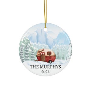 Custom Family Christmas Ornament Personalized Family Name Camper Christmas Tree Ceramic Housewarming Gift