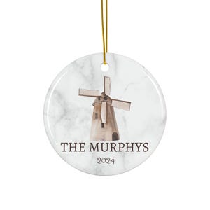 Custom Family Christmas Ornament Personalized Family Name Vintage Windmill Christmas Tree Ceramic Housewarming Gift