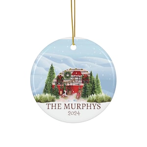 Custom Family Christmas Ornament Personalized Family Name RV Camper Christmas Tree Ceramic Housewarming Gift