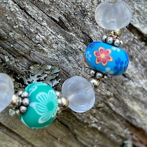 Gardening is my Jam! handmade Fimo Clay and Glass Beaded Bracelet