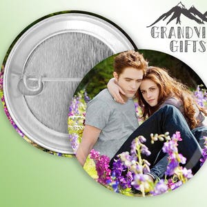 Twilight Bella Swan & Edward Cullen!  1.5&quot; pinback button, Kristen Stewart, Robert Pattinson
