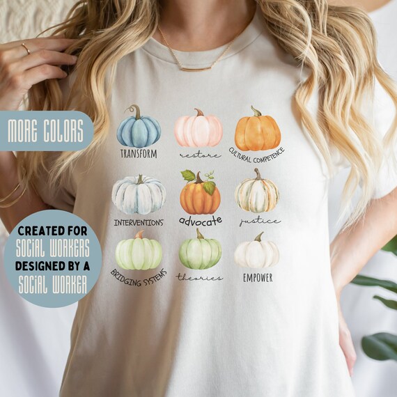Social Worker Fall Shirt, Halloween Apparel, School Pumpkin Tee, Sand