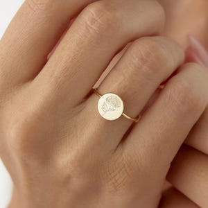 Personalized Birth Flower Ring, 12 Birth Month Flower Jewelry, Custom Floral Ring for Women, Family Rings, Personalized Gift, Gift for Her