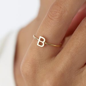 18K Gold Initial Letter Ring,Custom Initial Ring, Personalized Letter Ring, Adjustable Ring, Gift For Her,Personalized Jewelry, Gift for Mom