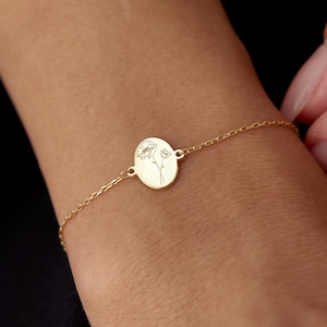 Personalized Birthflower Bracelet, Floral Charm, Dainty Birth Flower Bracelets, Birthday Gift Idea, Bridesmaid Gift, Gift For Women