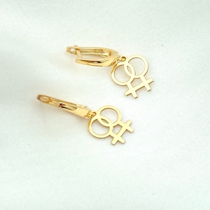 Silver Lesbian Double Venus Earrings, Christmas Gifts, Lesbian Pride Earrings, LGBTQ Earrings, Gold Earrings, Lesbian Jewelry, Gifts for Her