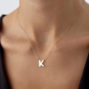 Perlmutt Buchstabe Halskette, zierliche Buchstaben Halskette, Minimalistische Anfangskette, Geschenk für sie, Weihnachtsgeschenk, erste Geschenk, schnelles Schiff!