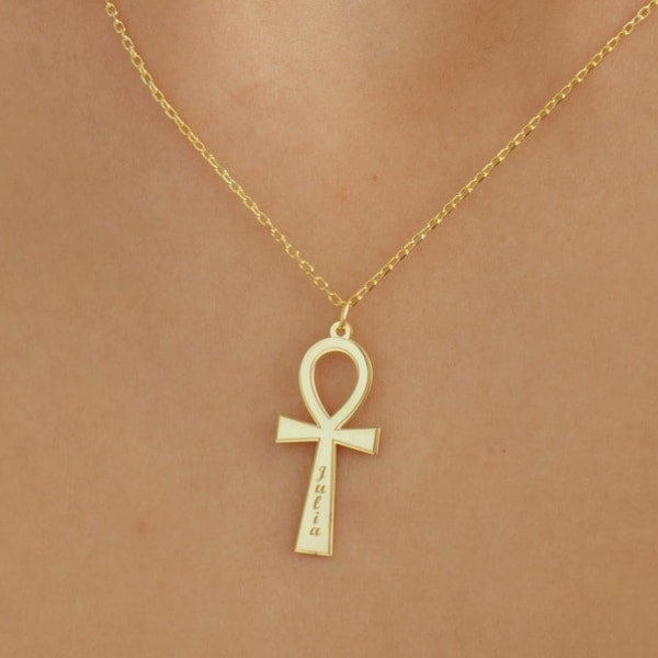 Minimalist Ankh Necklace - Ancient Symbol Pendant - Egyptian Ankh Jewelry - Ankh Pendant Sterling Silver - Ankh Symbol of Life