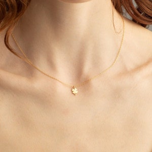 Gold Clover Necklace, 4 Leaf Clover Necklace, Dainty Necklace, Christmas Gift, Dainty Mom Necklace, Gift for Her, Good Luck Pendant