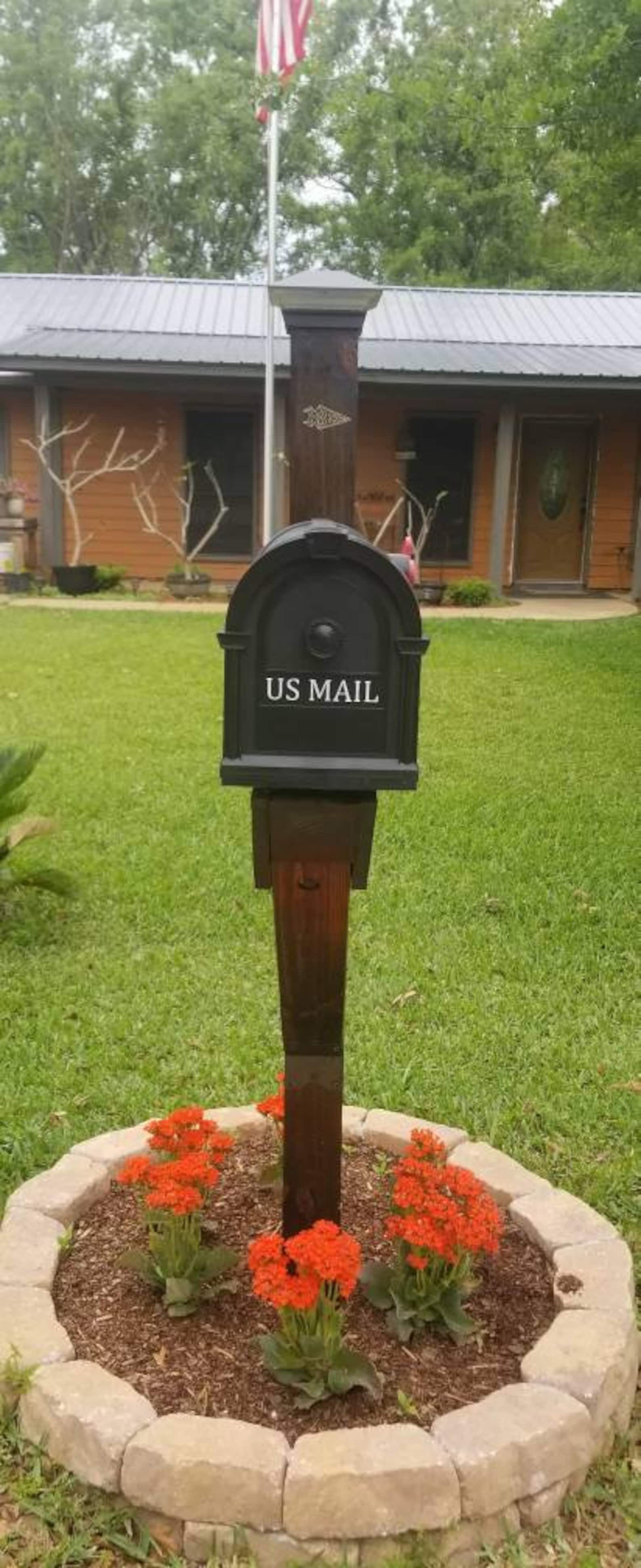 Custom Mailbox Post w/ Matching Solar Light Fixture Etsy