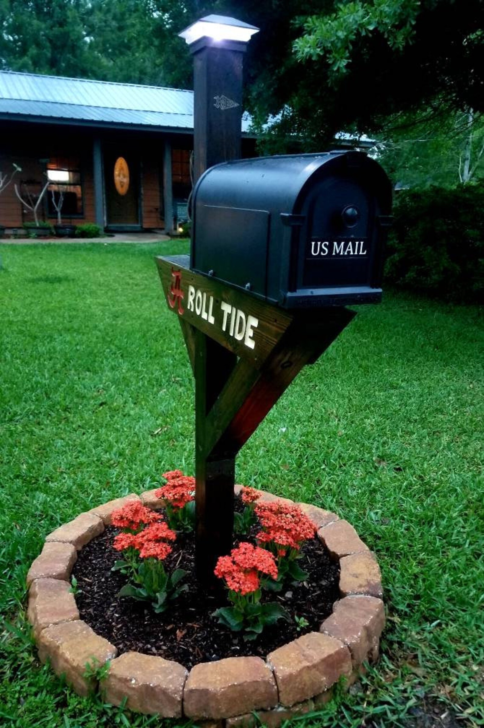 Custom Mailbox Post w/ Matching Solar Light Fixture Etsy