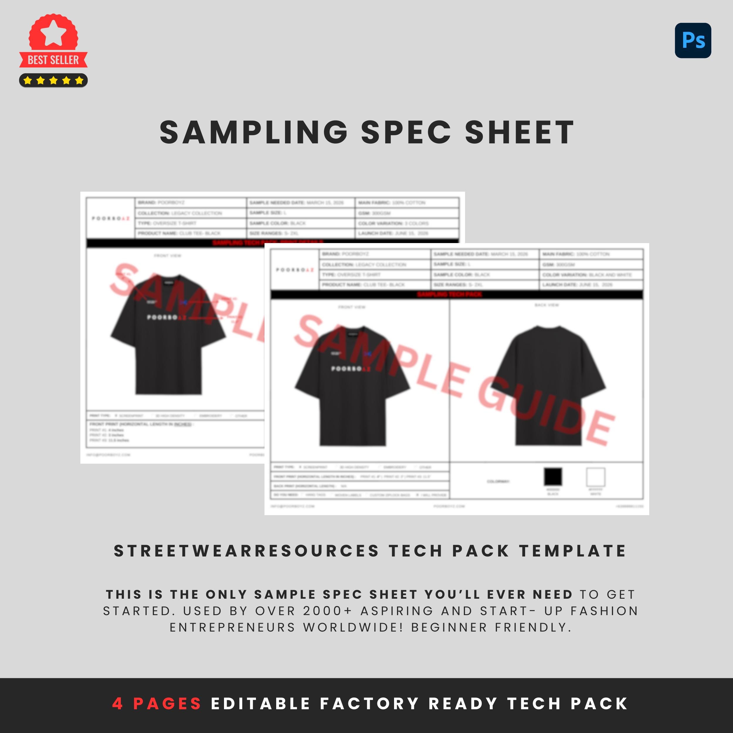 Spec Sheet Template for Fashion and Clothing Brand Start- Ups- Beginner ...