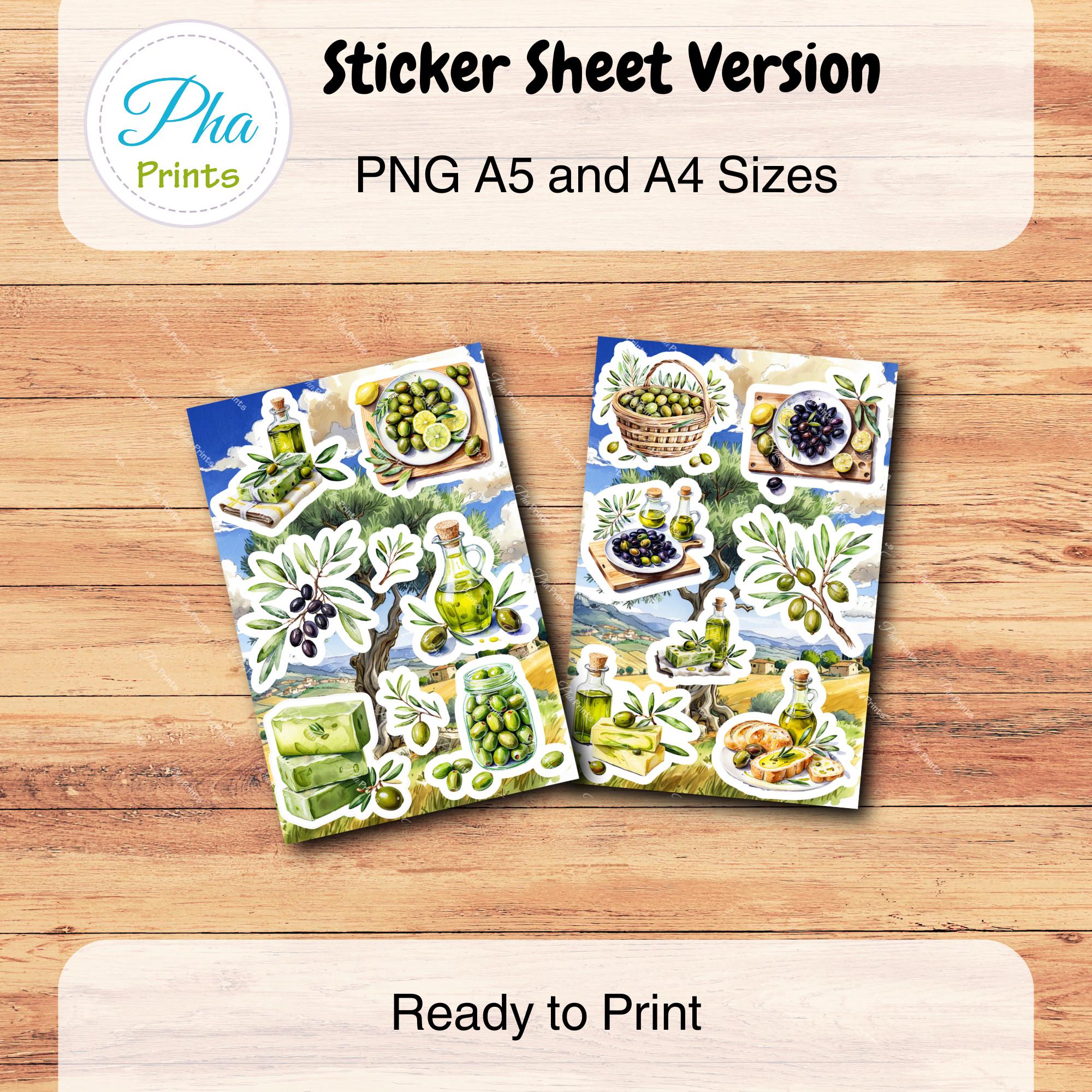 Draw Olive Sticker Olive Sticker Sheet and Digital Paper Set, Ready to Print, Scrap ...