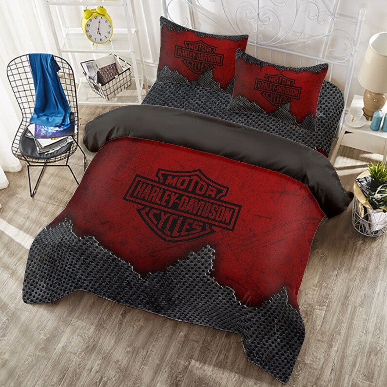 Harleydavidson Industrialist 4PC Duvet Cover Set Etsy