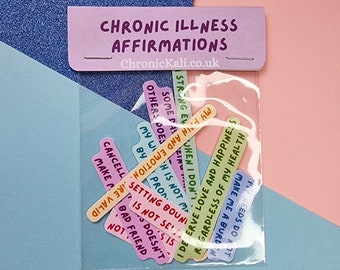 Chronic Illness Affirmation Sticker Pack - 10 Spoonie stickers - disability positivity decals - stickers for mobility aids - chronic fatigue